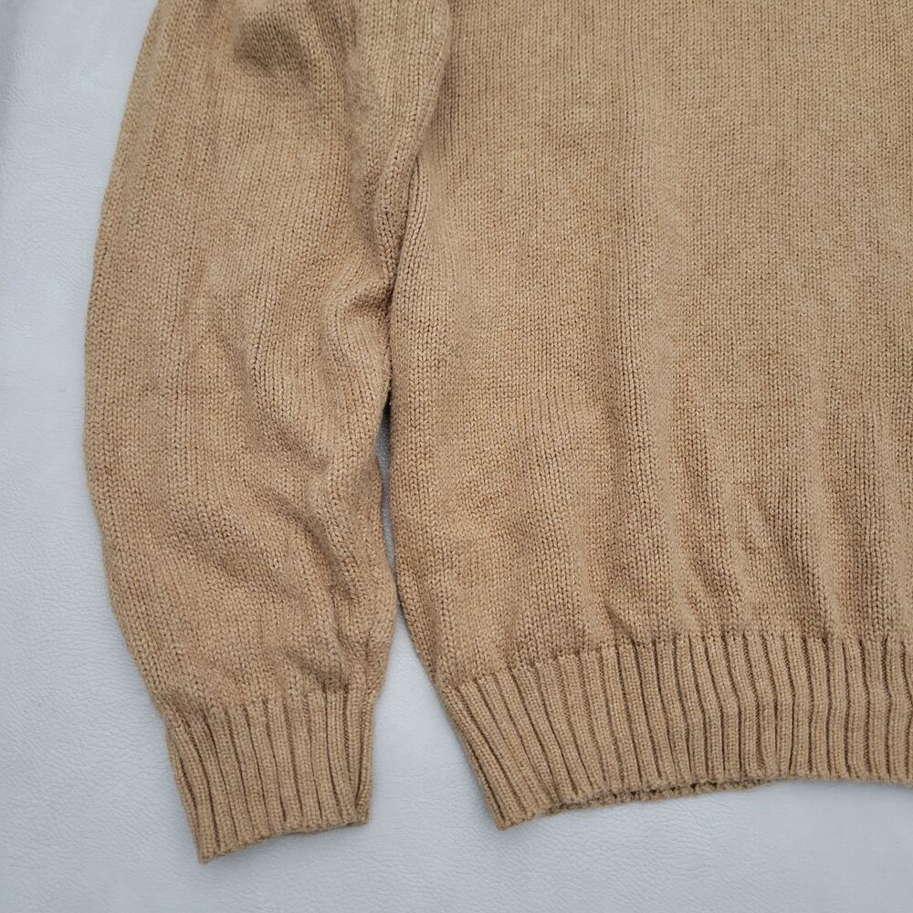 Vintage POLO Ralph Lauren Camel Brown Mens 100% Cotton Sweater Crew Neck XL - Picture 3 of 12